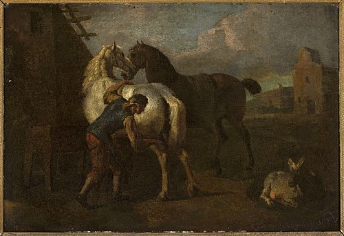 Groom and horses, 1850, Pieter Wouwerman