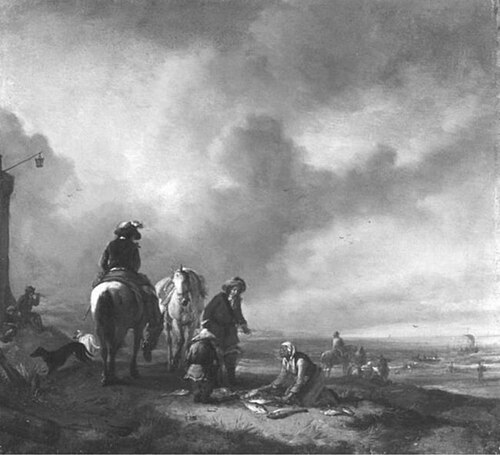 Beach Scene with Fisher Woman, 1668, Pieter Wouwerman