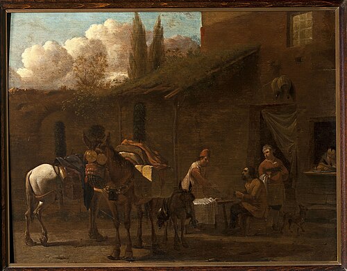 In front of an inn, , Karel Dujardin