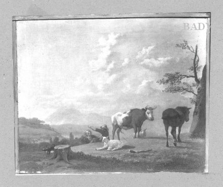 landscape with cattle and children, 1647, Karel Dujardin
