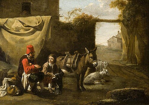 Two Figures with a Donkey and Sheep, , Karel Dujardin
