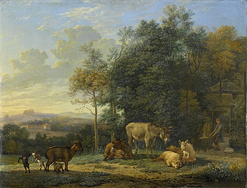 Landscape with Two Donkeys, Goats and Pigs, 1655, Karel Dujardin