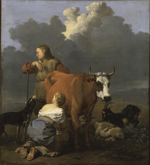 Peasant Girl Milking a Cow, 1657, Karel Dujardin