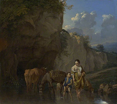 A Woman and a Boy with Animals at a Ford, 1657, Karel Dujardin