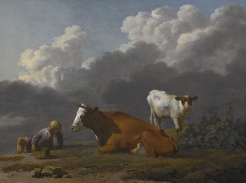 A Shepherd Boy Asleep with a Cow and its Calf, 1662, Karel Dujardin