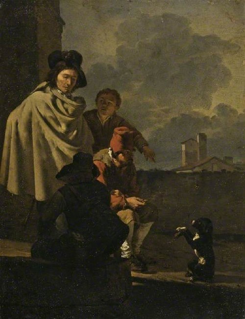 Italians with a dog, 1650, Karel Dujardin