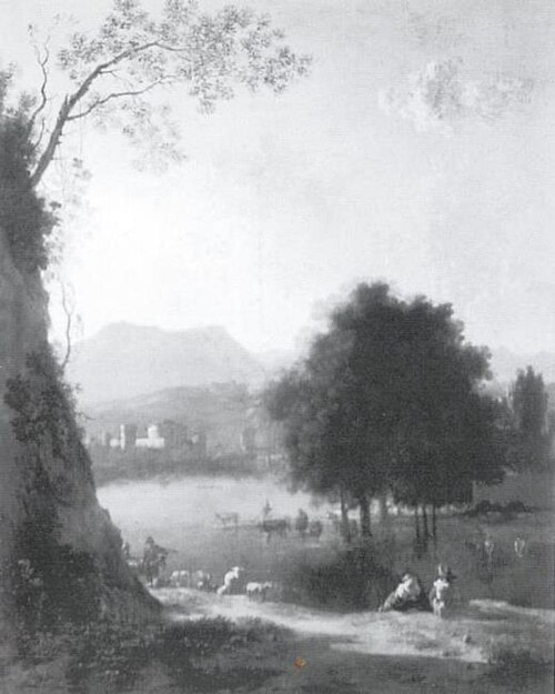 Italian River Landscape with Figures, 1670, Karel Dujardin