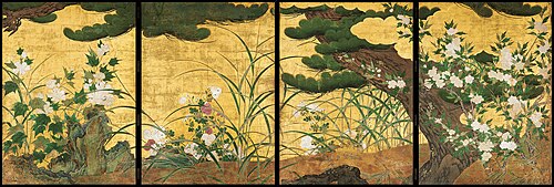 Pine Tree and Autumn Plants, , Hasegawa Tōhaku