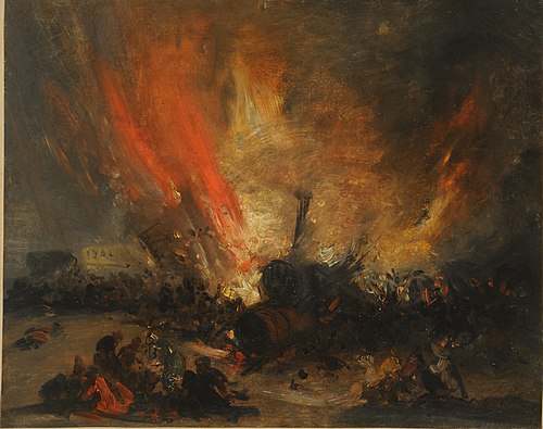 Explosión de una locomotora, , Genaro Pérez Villaamil