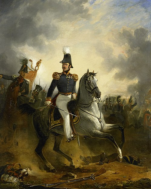 Lieutenant-General Frederik Knotzer in the Battle of Houthalen, during the 10 Days' Campaign, 1831, 1834, Nicolaas Pieneman
