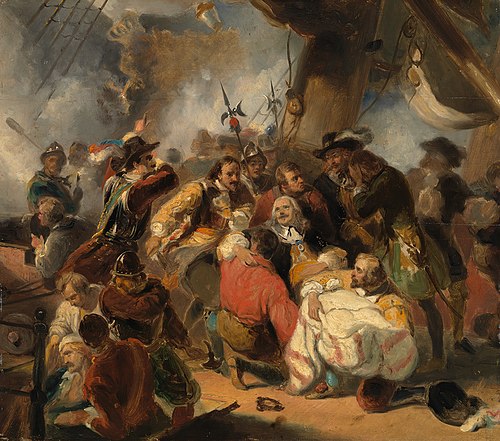 The year 1676. Michiel de Ruyter is mortally wounded in the battle of Mount Etna, 1861, Nicolaas Pieneman