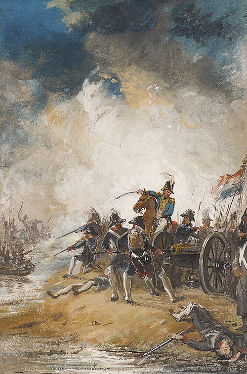 1793, oorlogsverklaring Frankrijk aan de Republiek - bloedig gevecht bij de Moerdijk, 1843, Nicolaas Pieneman