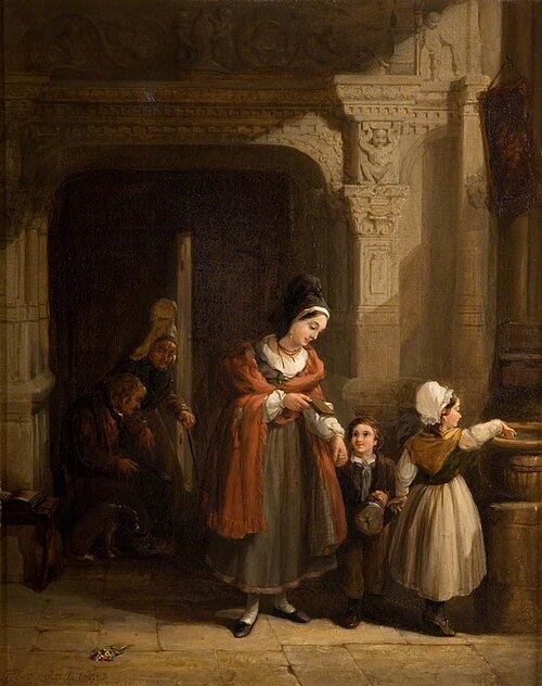 Entering a Church, Brittany, 1840, Frederick Goodall