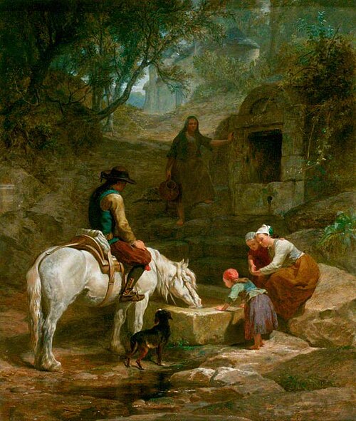 The Drinking Trough: A Scene in Brittany, 1857, Frederick Goodall