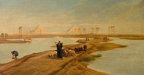 The Ancient Causeway to the Pyramids, Egypt, 1898, Frederick Goodall