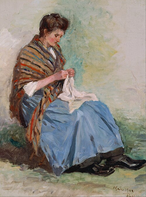 Woman Sewing, 1902, Asai Chū