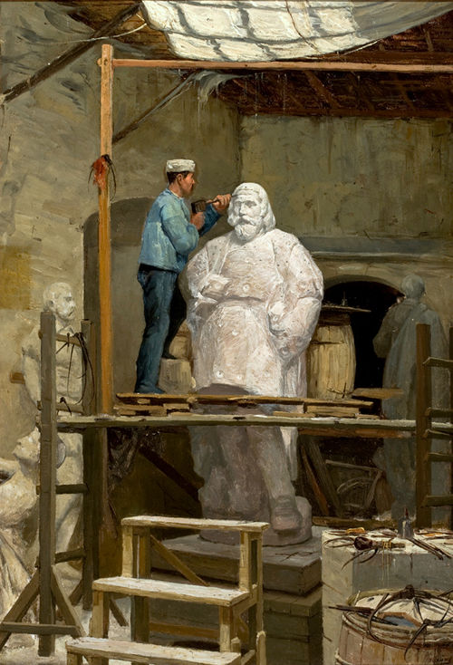 L'Atelier du sculpteur Simões de Almeida, 1883, José Malhoa