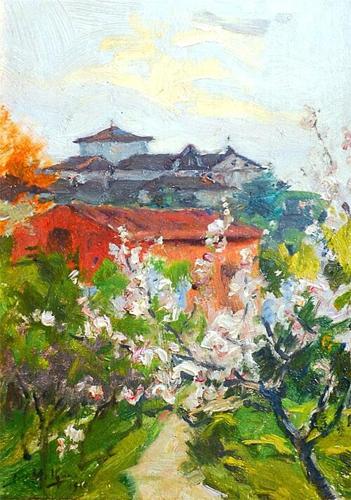 Pear tree in bloom, 1910, José Malhoa