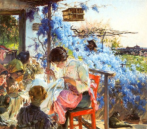 Nightingale balcony, 1914, José Malhoa