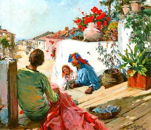 Flowered balcony, 1930, José Malhoa