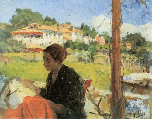 In the shade of the vine, 1914, José Malhoa