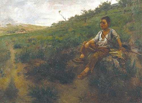 Shouting to the flock, 1891, José Malhoa