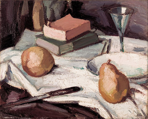 Still life with pears and wineglass, 1915, Samuel Peploe