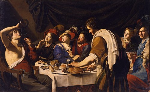 Banquet scene, 1615, Bartolomeo Manfredi