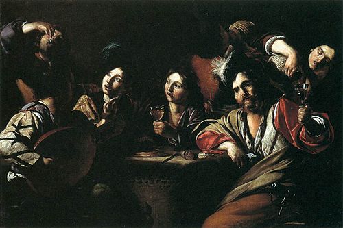 Tavern Scene with a Lute Player, 1621, Bartolomeo Manfredi