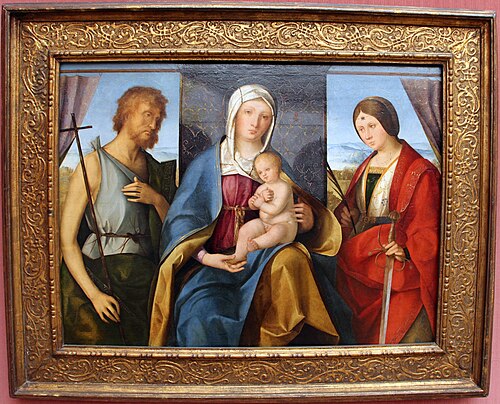 madonna in trono tra i ss. giovanni battista e caterina d'alessandria, 1504, Boccaccio Boccaccino
