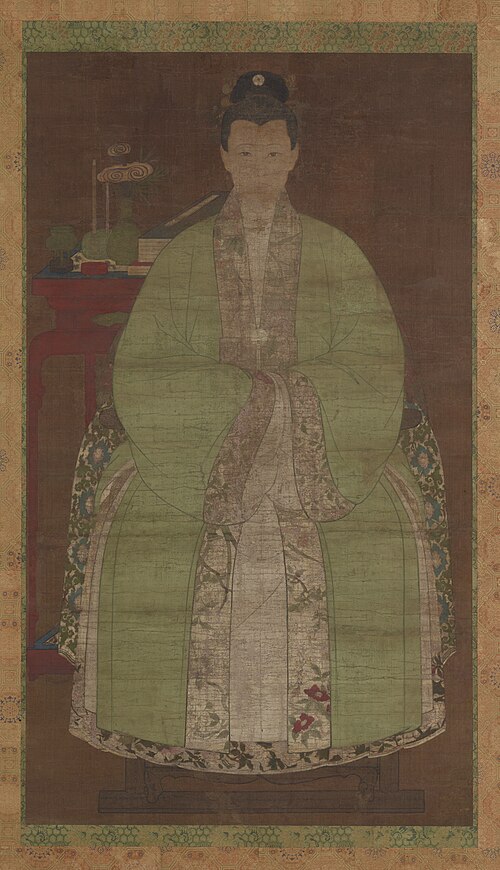 Portrait of a woman in green, , Yan Liben
