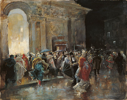 Arriving at the Theatre on a Night of a Masqued Ball, 1895, Eugenio Lucas Villaamil