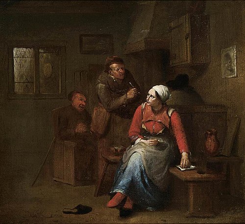 Two Peasants and a Woman in an Inn, 1650, Egbert van Heemskerk