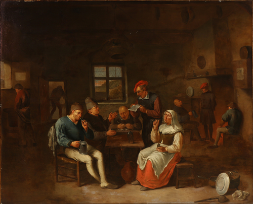 Tavern scene with peasants, , Egbert van Heemskerk