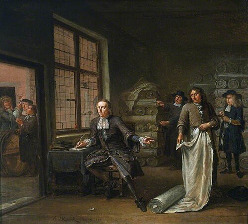 The Interior of a Cloth Merchant's, 1690, Egbert van Heemskerk