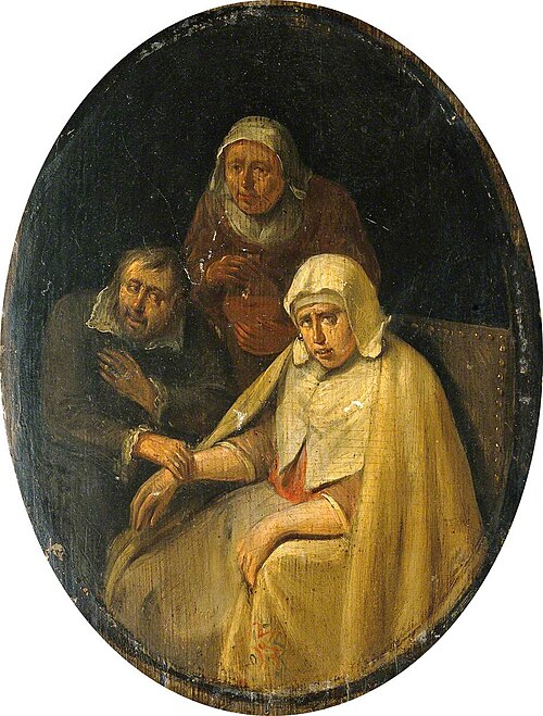 A Man Taking a Woman's Pulse, , Egbert van Heemskerk