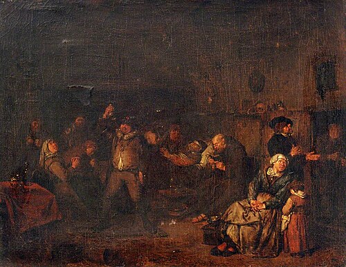 A Deathbed Scene with a Medical Practitioner Examining Urine, , Egbert van Heemskerk