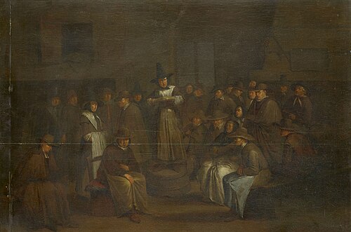 The Quaker Meeting, 1685, Egbert van Heemskerk