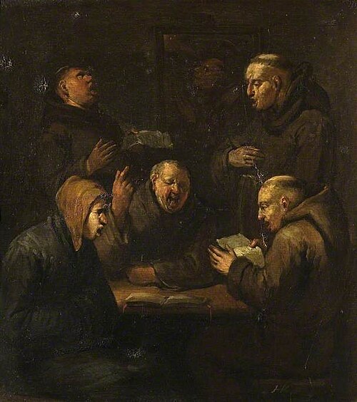 Monks singing, , Egbert van Heemskerk