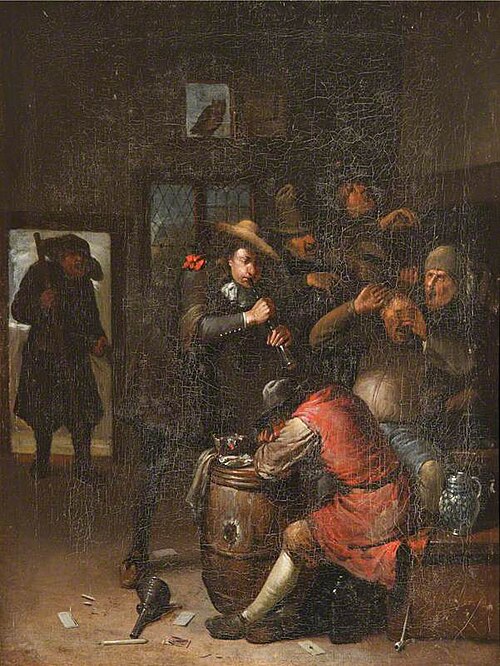 Men Carousing and a Man playing a Flute, 1675, Egbert van Heemskerck