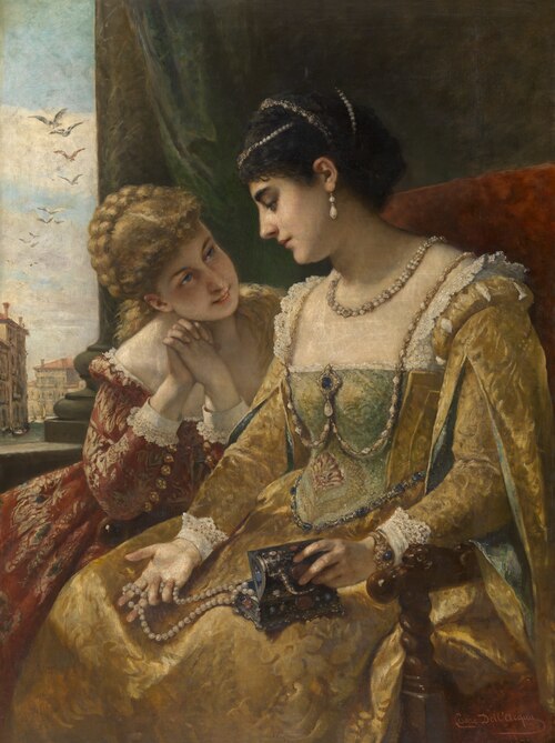 The bridal jewelry. Venetian women in the 16th century, 1872, Cesare Dell'Acqua