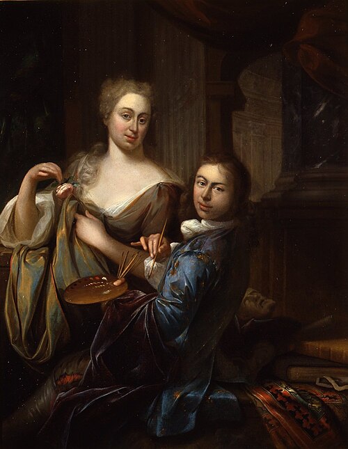 Portrait of Adriaan van der Burg (1693-1733) and a woman, possibly Cornelia Driewegen (...-...), 1729, Adriaan van der Burg