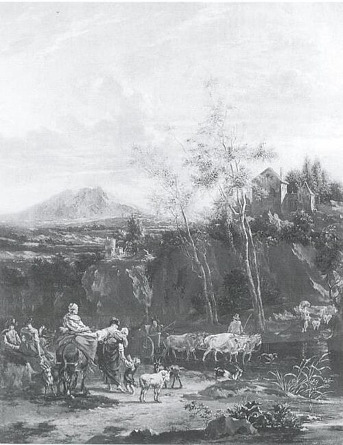 Peasants and Cattle at a Ford, 1677, Johannes van der Bent
