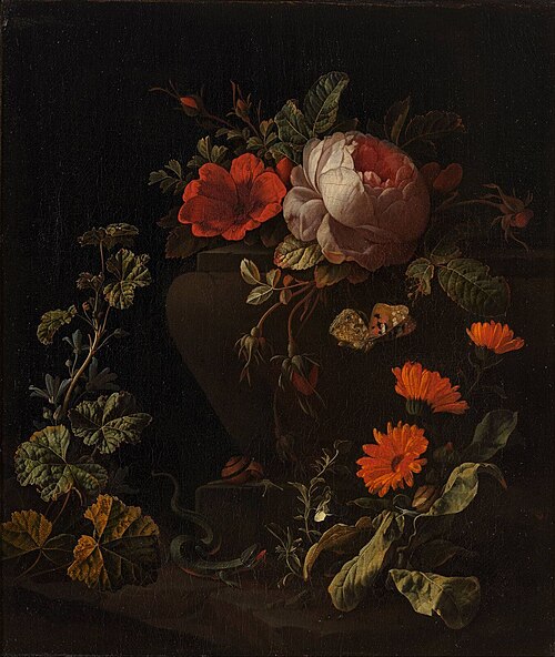 Flowers near a Balustrade, 1687, Elias van den Broeck