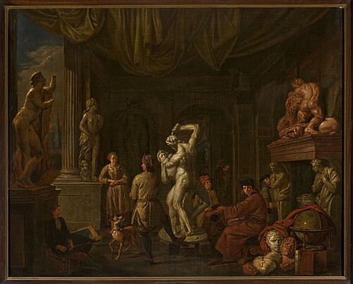 In the sculptor's studio, 1705, Balthasar van den Bossche