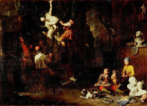 The Studio of Giovanni Bologna, 1706, Balthasar van den Bossche