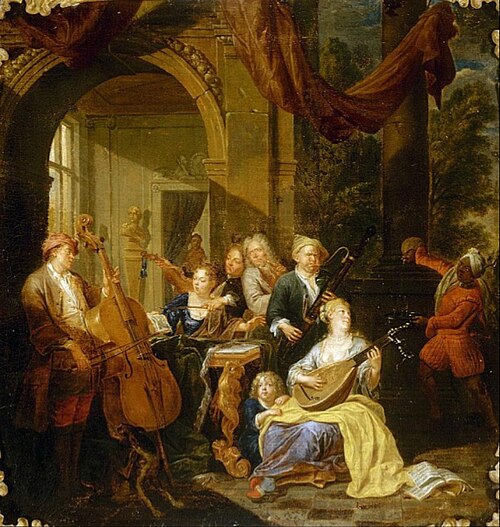 Figures on a Terrace Playing Music, 1720, Balthasar van den Bossche