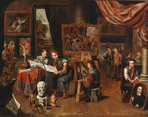 An artist’s studio, 1650, Balthasar van den Bossche