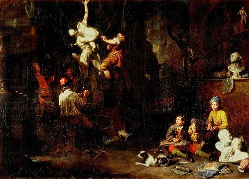 The Studio of Giovanni Bologna, 1706, Balthasar van den Bossche