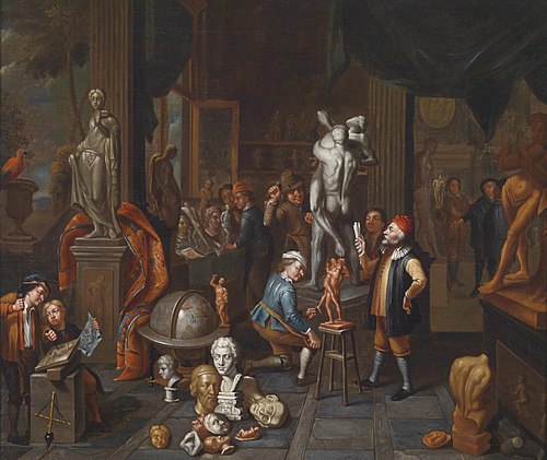 In the Studio of the Sculptor, 1751, Balthasar van den Bossche